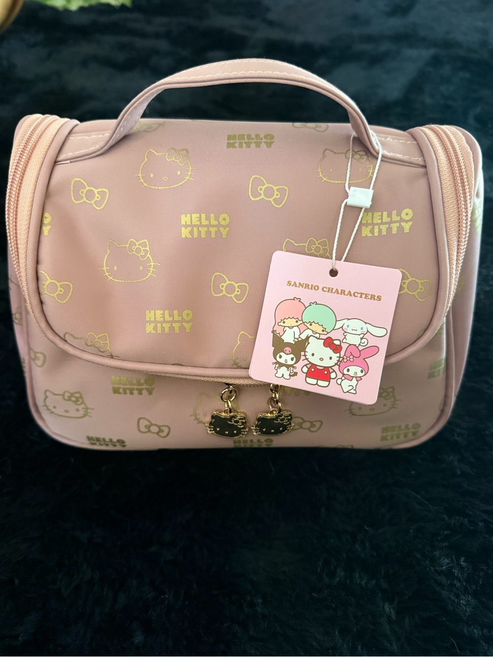 Sanrio Hello Kitty Gold-Accent Blush Pink Cosmetic Bag